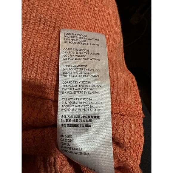 Free People North Shore Thermal Tunic Shirt Bright Coral Orange XS - Picture 5 of 6